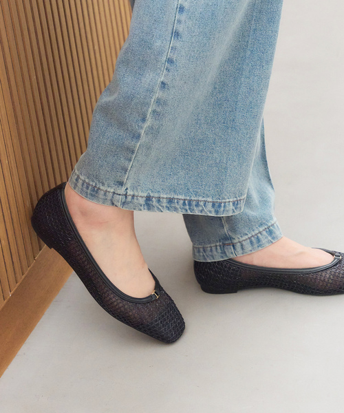 LE TALON（ル タロン） フラットパンプス 24cm ブラック×ブラック