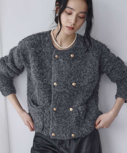 aki..♡♡  新品  ループカーディガン ELFRANK カーディガン ループニット カーディガン ループ編み 長袖