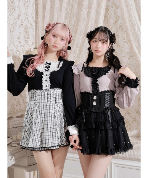 NOEMIE（ノエミー） tシャツ リボンストラップヨークフリルカットソー