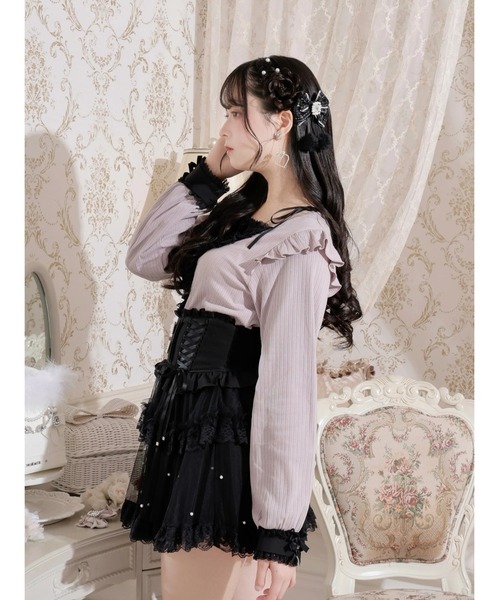 NOEMIE（ノエミー） tシャツ リボンストラップヨークフリルカットソー