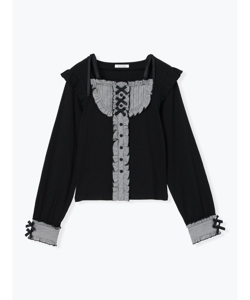NOEMIE（ノエミー） tシャツ リボンストラップヨークフリルカットソー