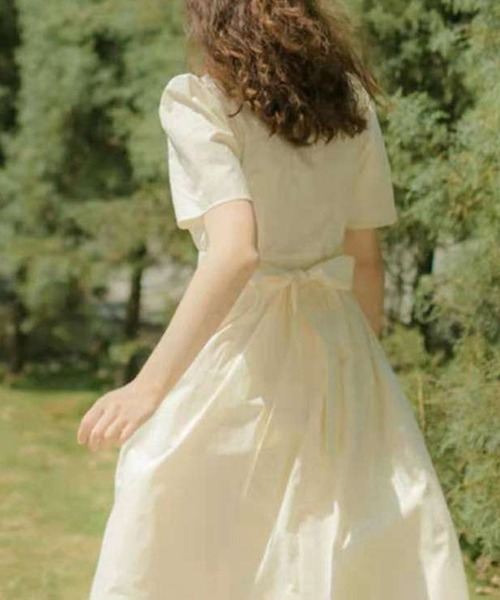 「Dream garden」 半袖ワンピース L オフホワイト レディース_画像4