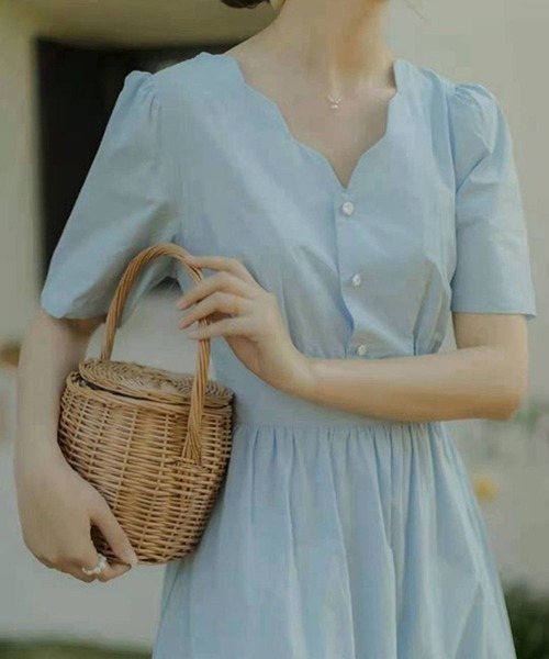 「Dream garden」 半袖ワンピース L オフホワイト レディース_画像6