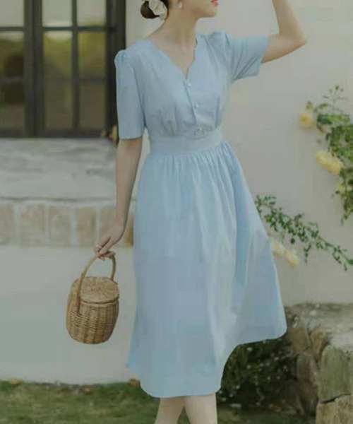 「Dream garden」 半袖ワンピース L オフホワイト レディース_画像9