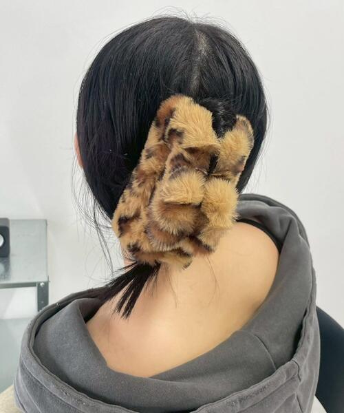 WEGO（ウィゴー） ヘアクリップ WEGO/ファーレオパードスクエアバンス