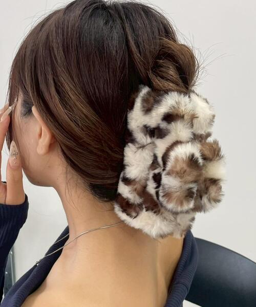 ぐでねこチャンとコーデュロイ♡　ヘアクリップ　ヒョウ柄 WEGO（ウィゴー） ヘアクリップ WEGO/ファーレオパードスクエアバンス