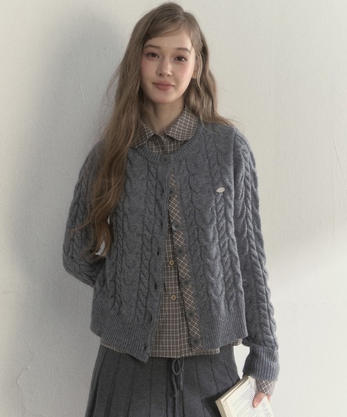 SunsetPark ニット セーター チェック柄シャツ レイヤードニット