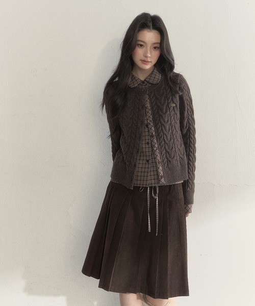 SunsetPark ニット セーター チェック柄シャツ レイヤードニット