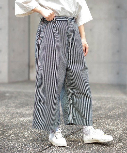 ジーンズ デニム デニムパンツ 「D.M.G / ディーエムジー」 ヒッコリー クロップドワイドパンツ レディース_2