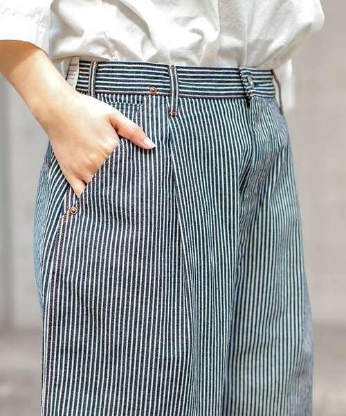 ジーンズ デニム デニムパンツ 「D.M.G / ディーエムジー」 ヒッコリー クロップドワイドパンツ レディース_5