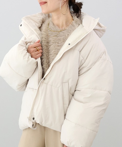 Aletta vita コート アウター マイクロタフタ中綿フードブルゾン