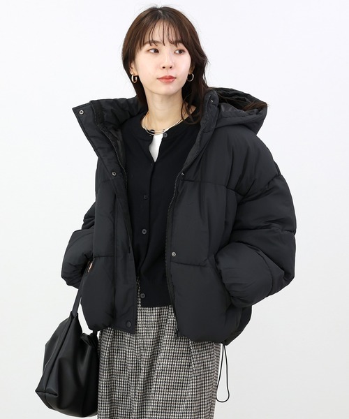 Aletta vita コート アウター マイクロタフタ中綿フードブルゾン