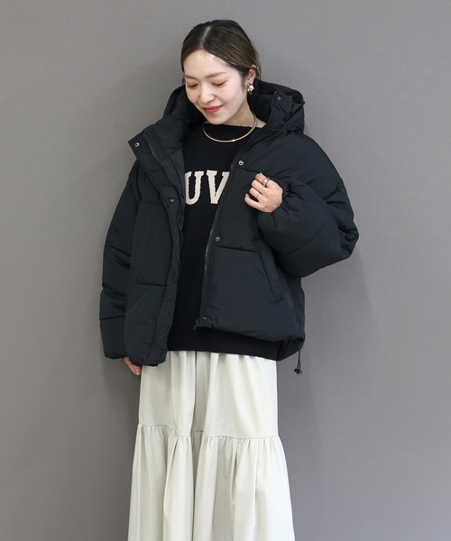 Aletta vita コート アウター マイクロタフタ中綿フードブルゾン