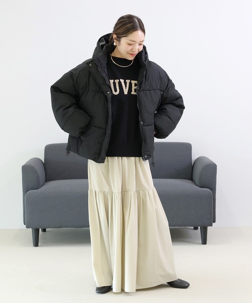 Aletta vita コート アウター マイクロタフタ中綿フードブルゾン