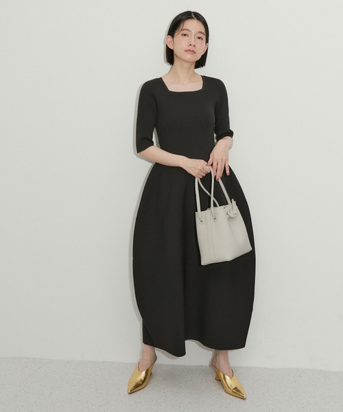 Adam et Rope’ リブニットワンピース ADAM ET ROPE'（アダムエロペ） ニットワンピース FREE ブラック