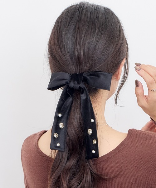 Heartdance（ハートダンス） ヘアクリップ 装飾付ベロアリボンフック