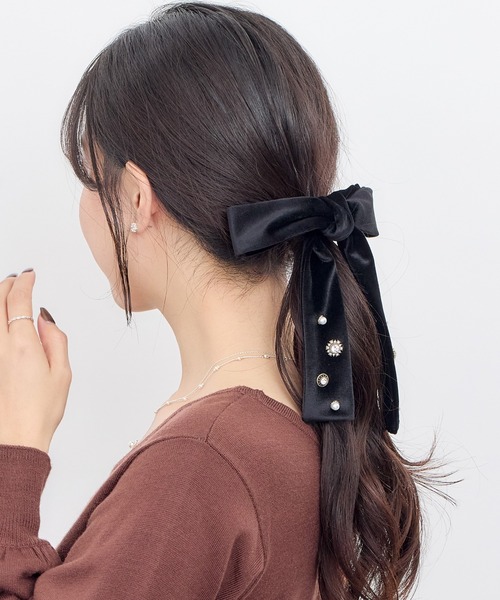 Heartdance（ハートダンス） ヘアクリップ 装飾付ベロアリボンフック