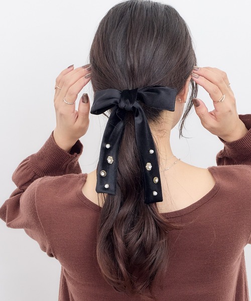 Heartdance（ハートダンス） ヘアクリップ 装飾付ベロアリボンフック
