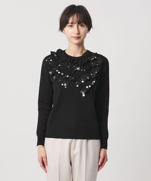 ユナイテッドアローズ　フリル　ニット　ジレ　ブラック UNITED ARROWS フリル ニットベスト ジレ 黒 ブラック