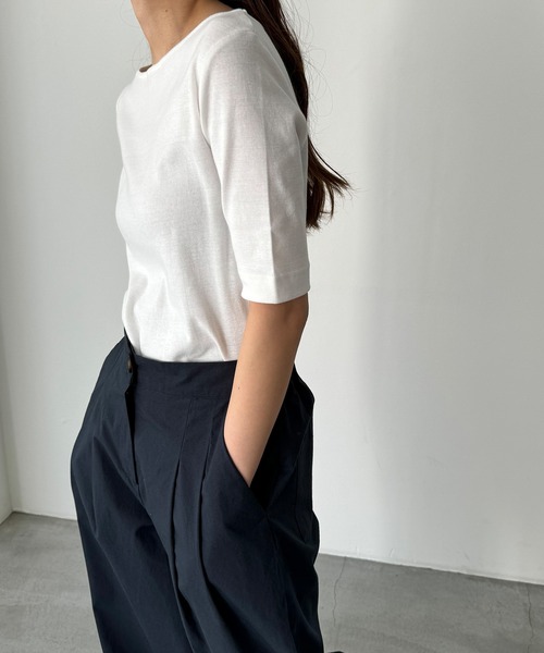 「CANAL JEAN」 「harmonie」半袖カットソー ONE SIZE ネイビー レディース_画像2