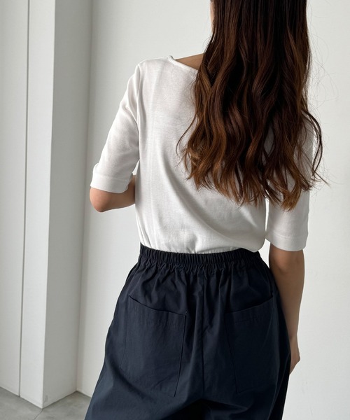 「CANAL JEAN」 「harmonie」半袖カットソー ONE SIZE ネイビー レディース_画像3