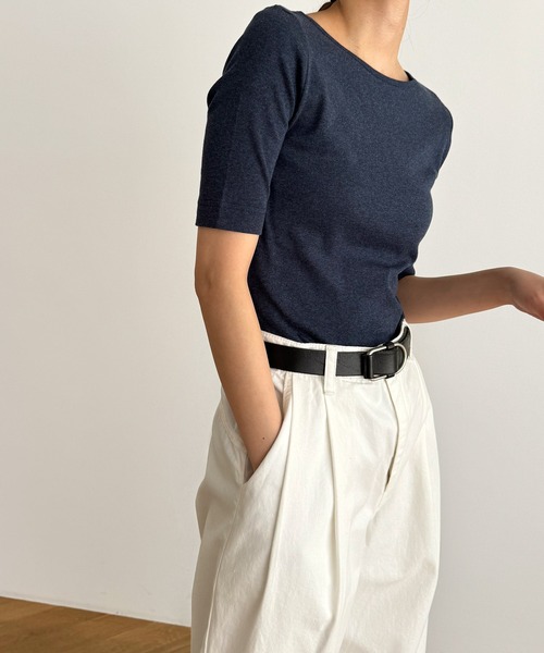 「CANAL JEAN」 「harmonie」半袖カットソー ONE SIZE ネイビー レディース_画像5