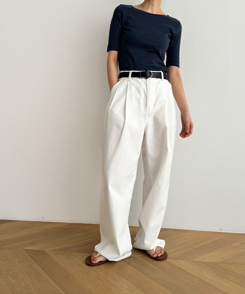 「CANAL JEAN」 「harmonie」半袖カットソー ONE SIZE ネイビー レディース_画像7