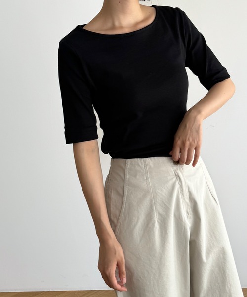 「CANAL JEAN」 「harmonie」半袖カットソー ONE SIZE ネイビー レディース_画像8