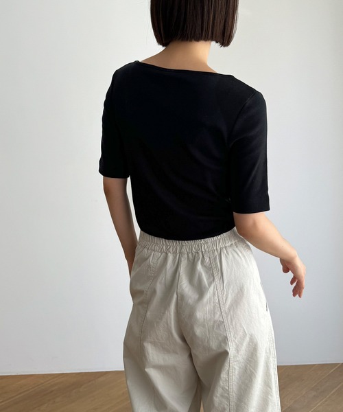 「CANAL JEAN」 「harmonie」半袖カットソー ONE SIZE ネイビー レディース_画像9