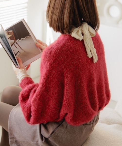 「flower」 長袖ニット FREE ネイビー レディース_画像2