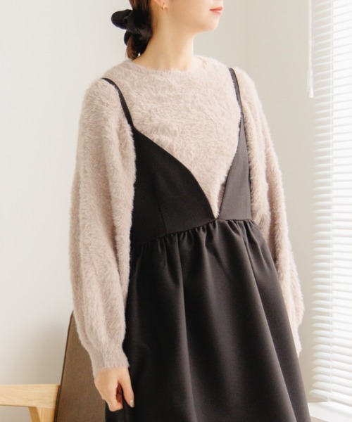 「flower」 長袖ニット FREE ネイビー レディース_画像3