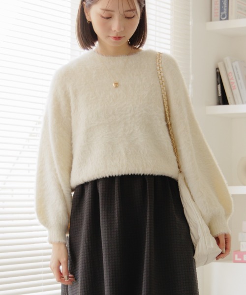 「flower」 長袖ニット FREE ネイビー レディース_画像4