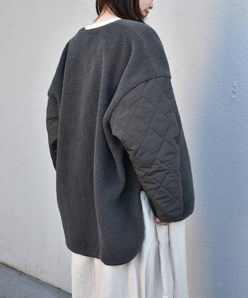 Bleu Bleuet（ブルーブルーエ） ジャケット ノーカラージャケット ボア