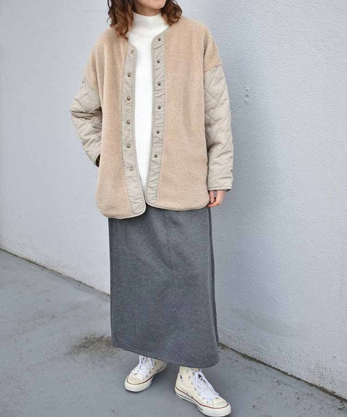 Bleu Bleuet（ブルーブルーエ） ジャケット ノーカラージャケット ボア