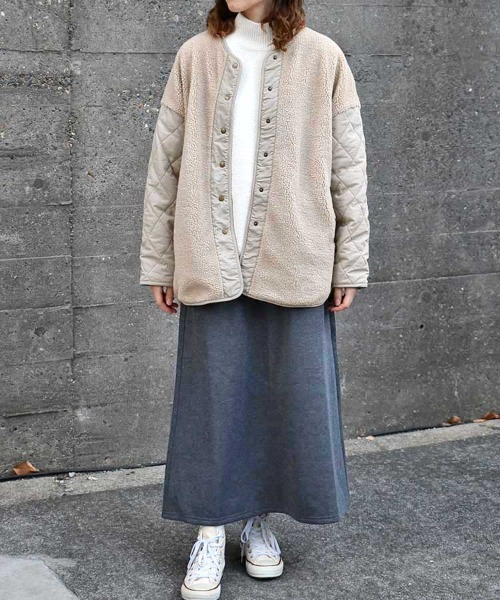 Bleu Bleuet（ブルーブルーエ） ジャケット ノーカラージャケット ボア