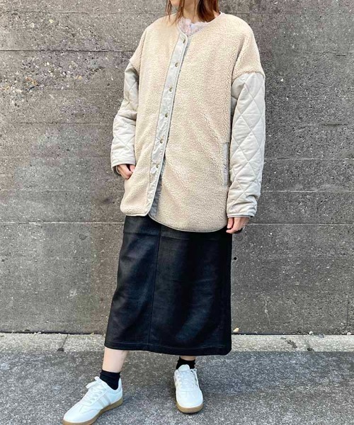 Bleu Bleuet（ブルーブルーエ） ジャケット ノーカラージャケット ボア