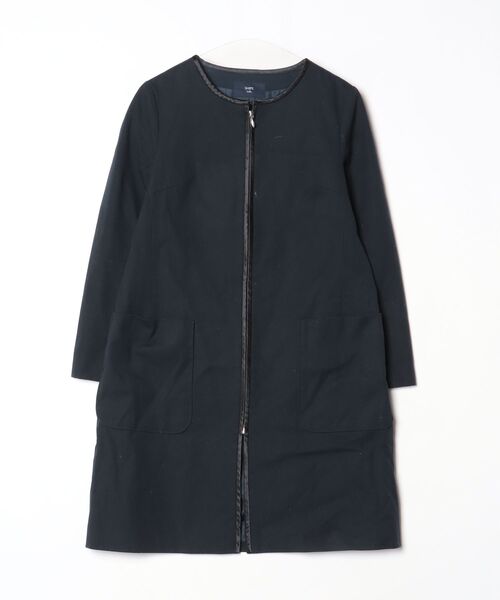 SHIPS シップス ノーカラーコート ネイビー Mサイズ【美品】 SHIPS（シップス） ノーカラーコート コート 「撥水加工/手洗い可能