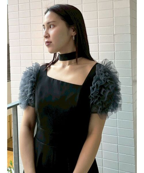ドレス 「ソンイさんコラボ」LADYチュールショルダーパンツドレス 「オケージョン」 「ジャンプスーツ」の画像