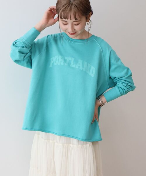 「AMERICAN HOLIC」 スウェットカットソー L グリーン レディース_画像2