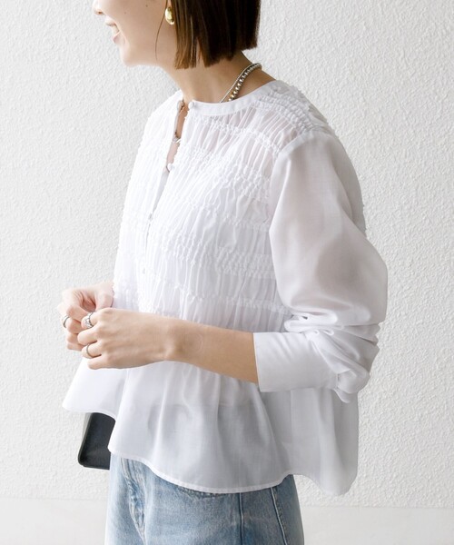 「SHIPS any」 長袖ブラウス ONE SIZE ライトブルー レディース_画像5