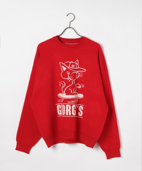「GEORGE'S」 長袖ニット MEDIUM レッド メンズ_画像2
