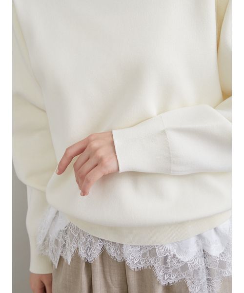 Mila Owen レースヘムレイヤードニット Mila Owen（ミラオーウェン） ニット セーター レースヘムレイヤード