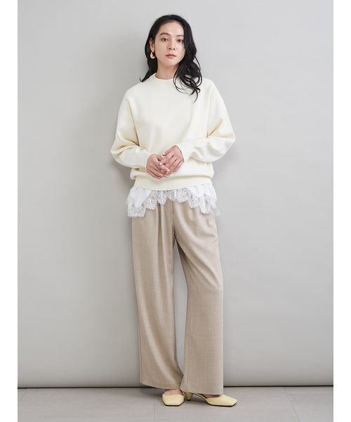 Mila Owen レースヘムレイヤードニット Mila Owen（ミラオーウェン） ニット セーター レースヘムレイヤード