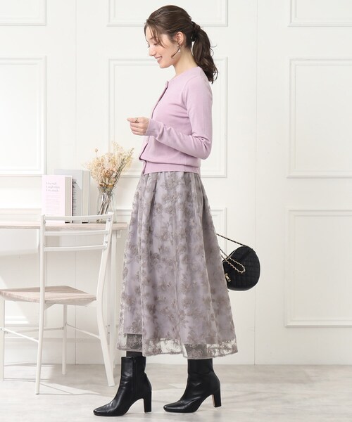 「couture brooch」 フレアスカート 38 グレー レディース_画像3