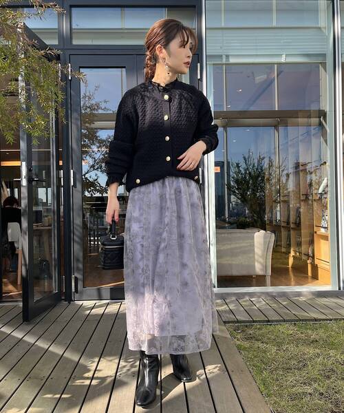 「couture brooch」 フレアスカート 38 グレー レディース_画像4