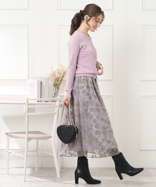 「couture brooch」 フレアスカート 38 グレー レディース_画像7