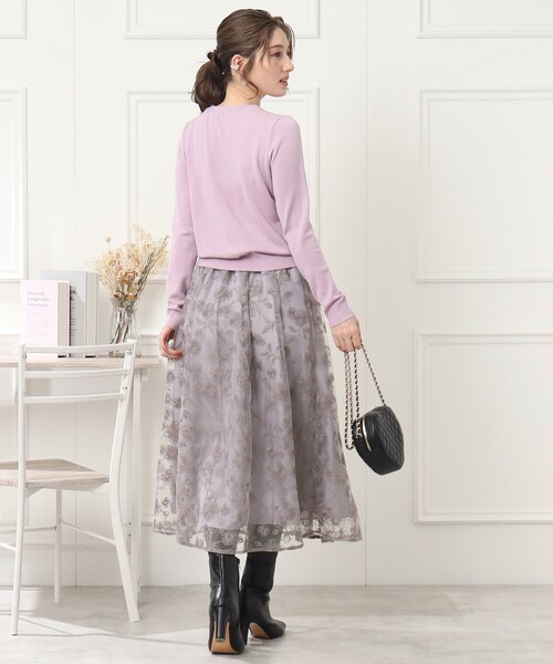 「couture brooch」 フレアスカート 38 グレー レディース_画像8