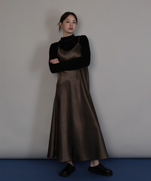 「J by blue」 キャミソールワンピース MEDIUM ブラウン レディース_画像9