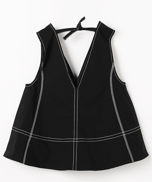 GANNI/ガニー Stretch Cotton A-line Top / A1040068 / バックリボン ストレッチコットン Aライントップスの画像