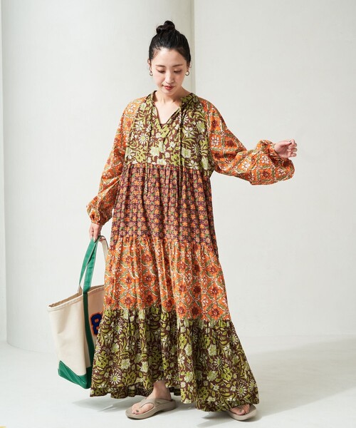 「Freada」 長袖ワンピース ONE SIZE ブラック レディース_画像4